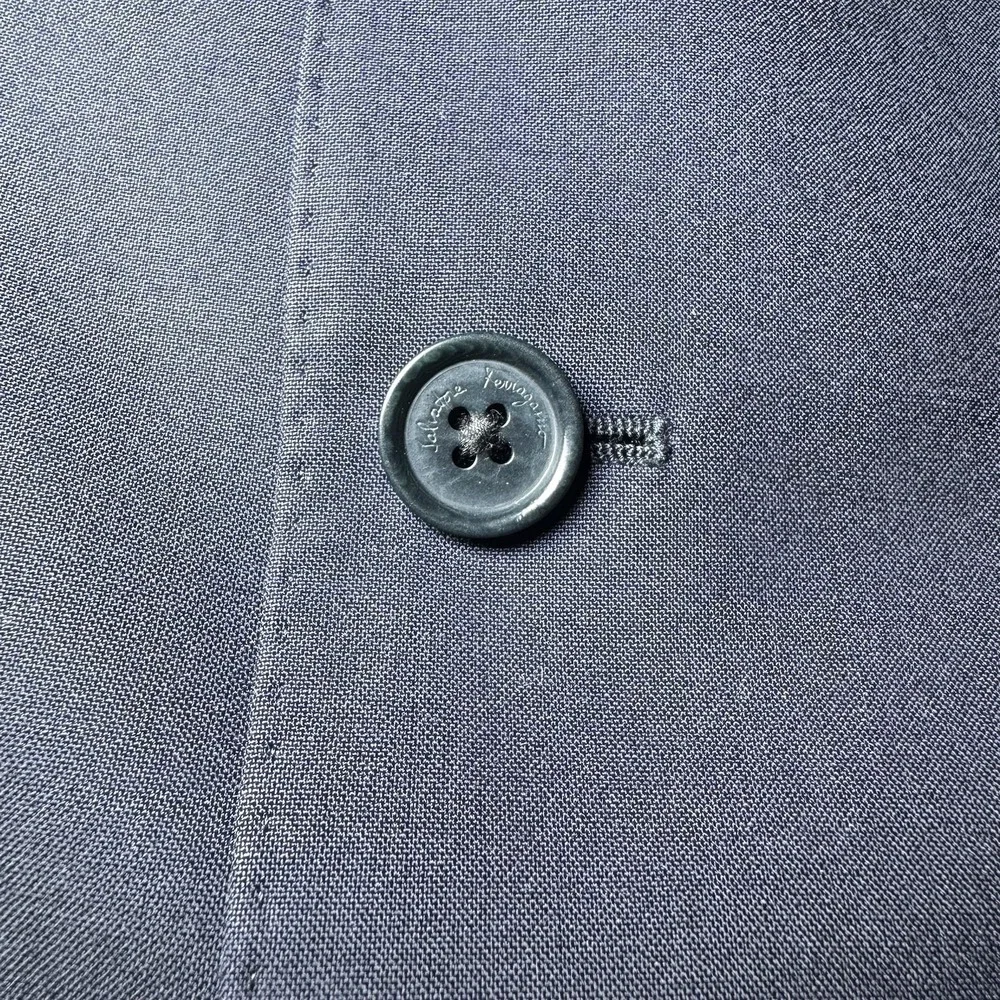 Salvatore Ferragamo Blazer 54 Navy‎ Blue Cotton Jacket Coat Wool 3-Butotn READ